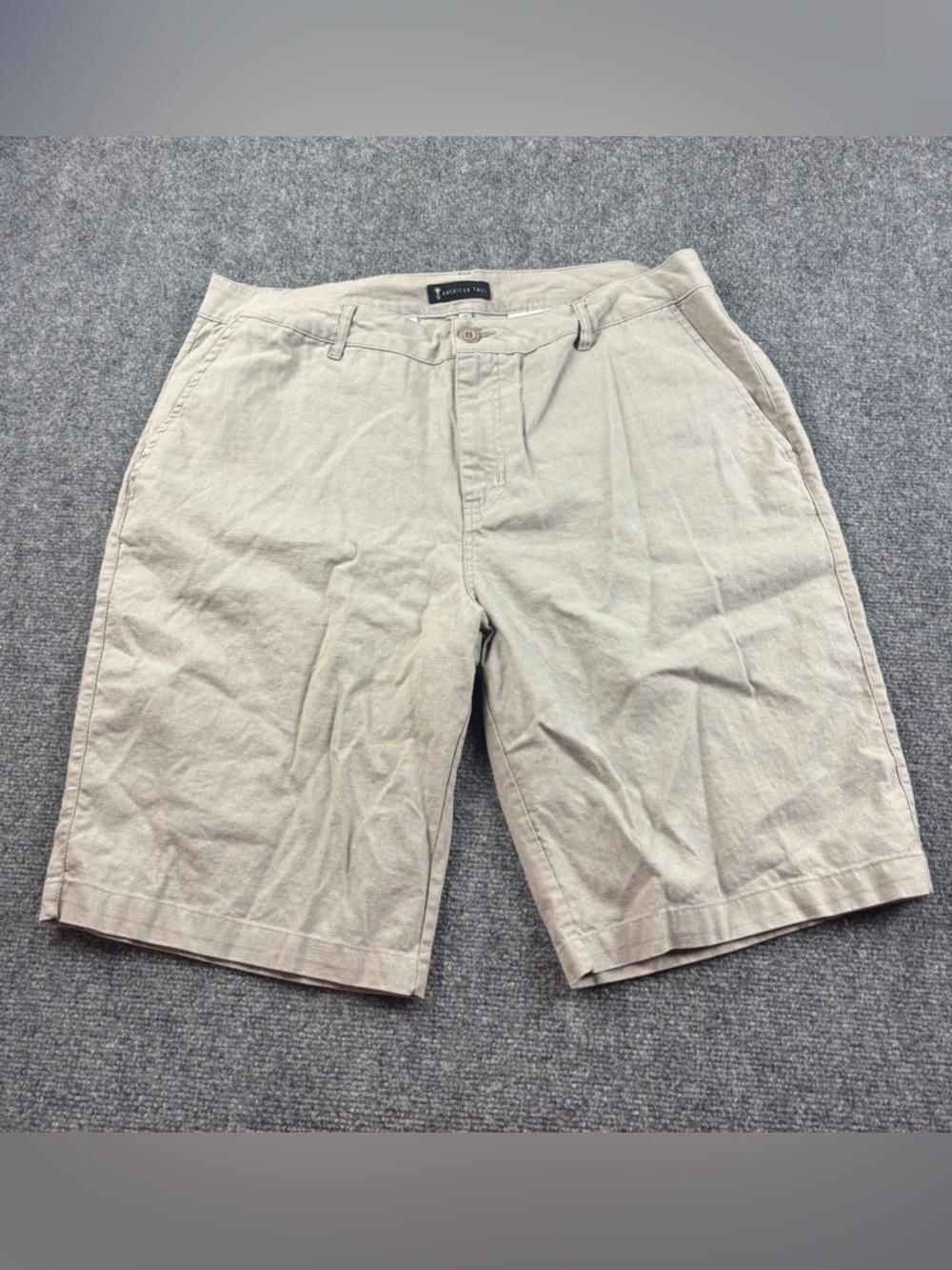 AMERICAN TALL Men’s Linen Blend Cream/Tan Shorts for Tall Men size: 36 XT